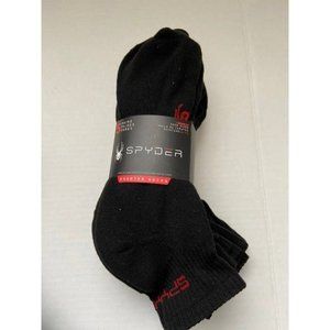 Spyder Quarter Socks 5 Pack Black Mens Size 6-12 Authentic Ships Fast and Free